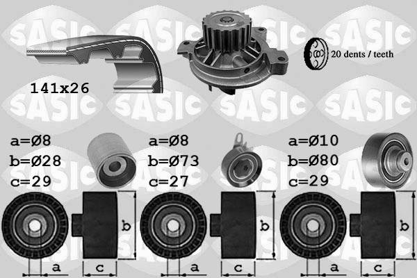 Sasic 3906059 - Водяной насос + комплект зубчатого ремня ГРМ autospares.lv