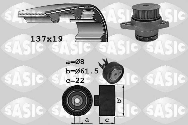 Sasic 3906054 - Водяной насос + комплект зубчатого ремня ГРМ autospares.lv