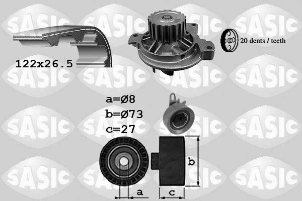 Sasic 3906051 - Водяной насос + комплект зубчатого ремня ГРМ autospares.lv