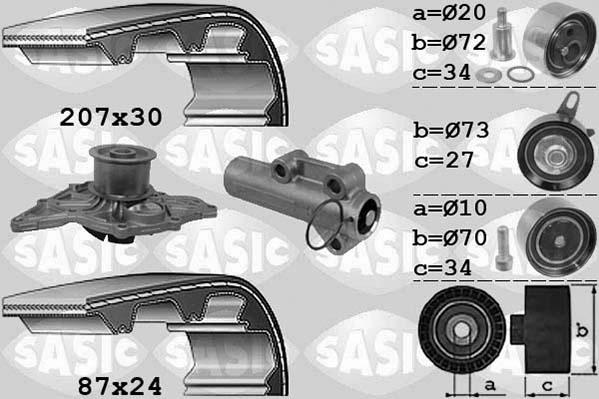 Sasic 3906058 - Водяной насос + комплект зубчатого ремня ГРМ autospares.lv