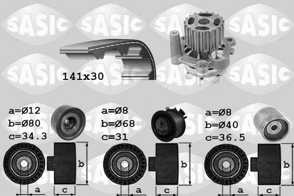 Sasic 3906053 - Водяной насос + комплект зубчатого ремня ГРМ autospares.lv