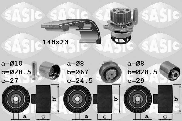 Sasic 3906057 - Водяной насос + комплект зубчатого ремня ГРМ autospares.lv