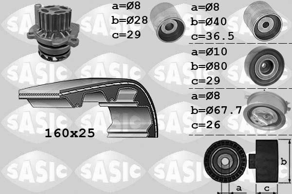 Sasic 3906069 - Водяной насос + комплект зубчатого ремня ГРМ autospares.lv
