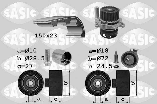 Sasic 3906064 - Водяной насос + комплект зубчатого ремня ГРМ autospares.lv