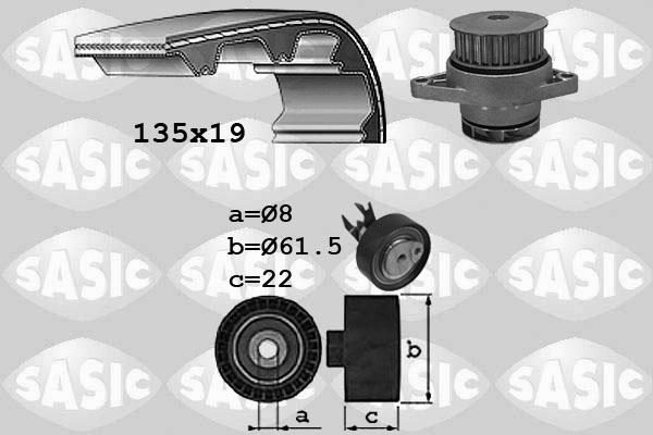 Sasic 3906065 - Водяной насос + комплект зубчатого ремня ГРМ autospares.lv