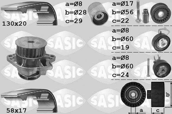 Sasic 3906061 - Водяной насос + комплект зубчатого ремня ГРМ autospares.lv