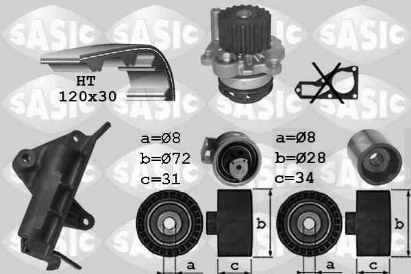 Sasic 3906019 - Водяной насос + комплект зубчатого ремня ГРМ autospares.lv