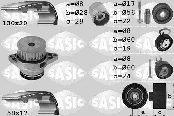 Sasic 3906085 - Водяной насос + комплект зубчатого ремня ГРМ autospares.lv