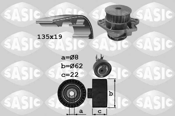 Sasic 3906088 - Водяной насос + комплект зубчатого ремня ГРМ autospares.lv