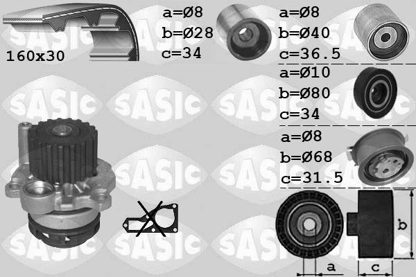 Sasic 3906082 - Водяной насос + комплект зубчатого ремня ГРМ autospares.lv