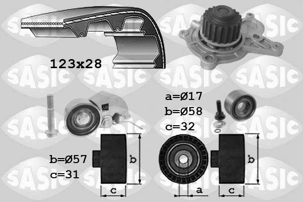 Sasic 3906039 - Водяной насос + комплект зубчатого ремня ГРМ autospares.lv