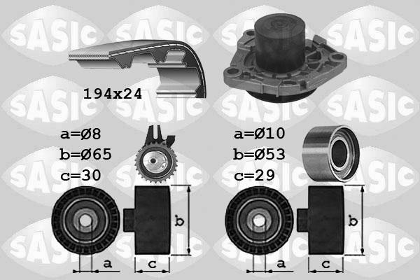 Sasic 3906034 - Водяной насос + комплект зубчатого ремня ГРМ autospares.lv