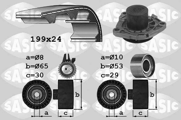 Sasic 3906035 - Водяной насос + комплект зубчатого ремня ГРМ autospares.lv