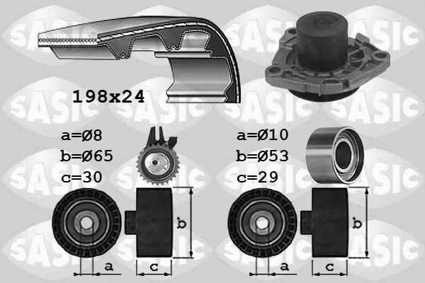 Sasic 3906031 - Водяной насос + комплект зубчатого ремня ГРМ autospares.lv