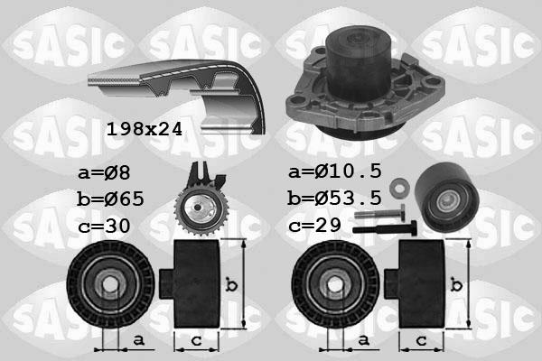 Sasic 3906033 - Водяной насос + комплект зубчатого ремня ГРМ autospares.lv