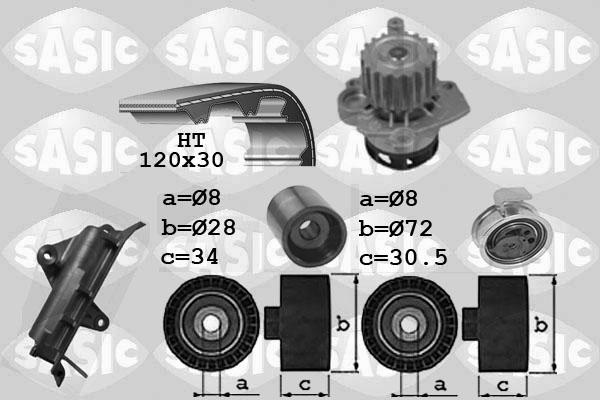 Sasic 3906024 - Водяной насос + комплект зубчатого ремня ГРМ autospares.lv