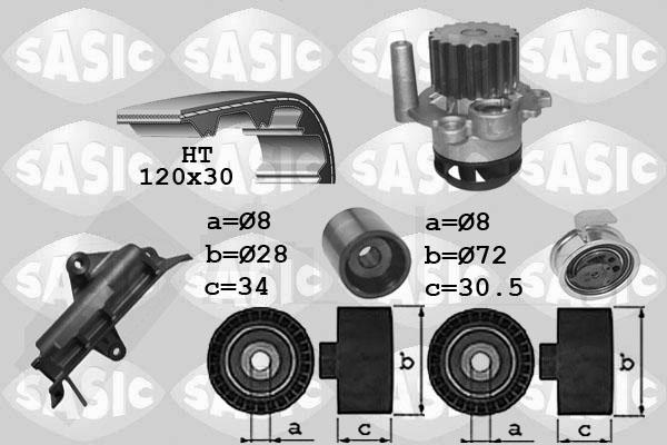 Sasic 3906025 - Водяной насос + комплект зубчатого ремня ГРМ autospares.lv