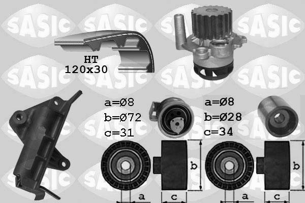 Sasic 3906021 - Водяной насос + комплект зубчатого ремня ГРМ autospares.lv