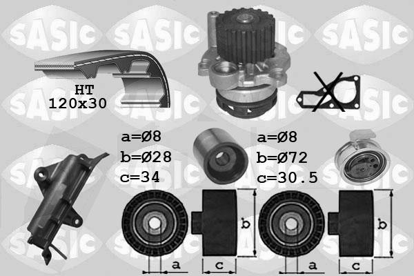Sasic 3906023 - Водяной насос + комплект зубчатого ремня ГРМ autospares.lv