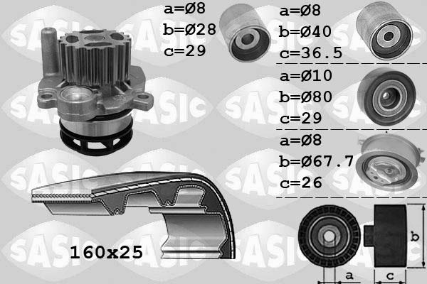 Sasic 3906079 - Водяной насос + комплект зубчатого ремня ГРМ autospares.lv