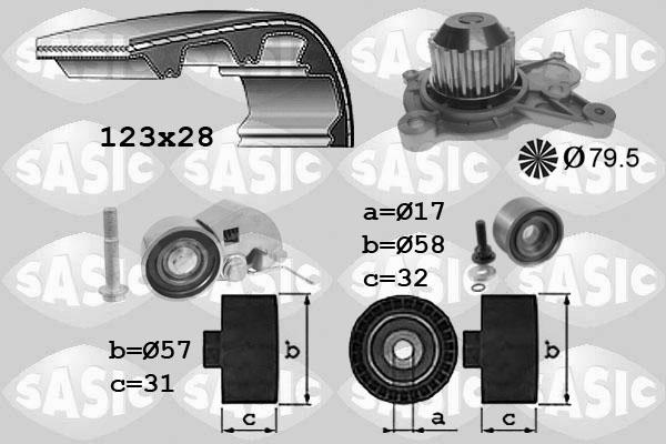 Sasic 3906075 - Водяной насос + комплект зубчатого ремня ГРМ autospares.lv