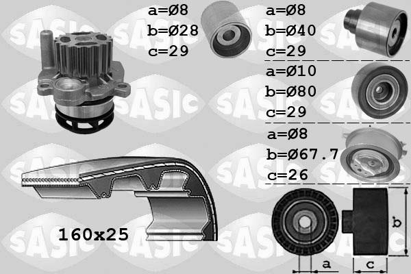Sasic 3906078 - Водяной насос + комплект зубчатого ремня ГРМ autospares.lv