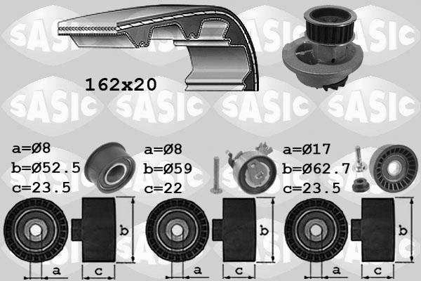 Sasic 3906073 - Водяной насос + комплект зубчатого ремня ГРМ autospares.lv