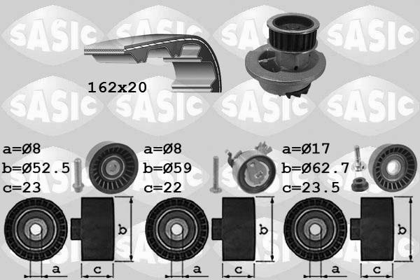 Sasic 3906072 - Водяной насос + комплект зубчатого ремня ГРМ autospares.lv