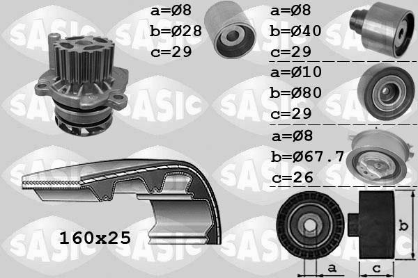 Sasic 3906077 - Водяной насос + комплект зубчатого ремня ГРМ autospares.lv