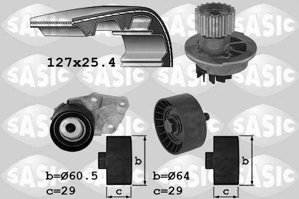 Sasic 3906104 - Водяной насос + комплект зубчатого ремня ГРМ autospares.lv