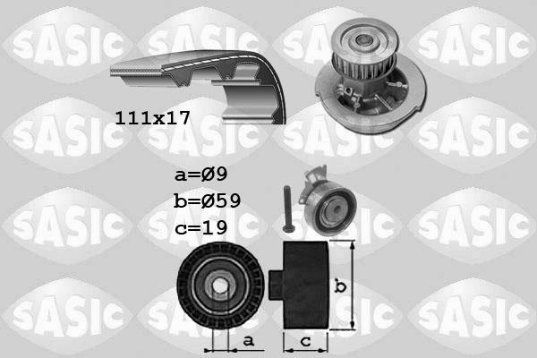 Sasic 3906100 - Водяной насос + комплект зубчатого ремня ГРМ autospares.lv