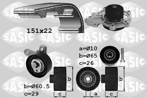 Sasic 3906108 - Водяной насос + комплект зубчатого ремня ГРМ autospares.lv