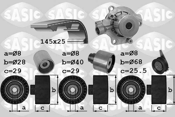 Sasic 3906102 - Водяной насос + комплект зубчатого ремня ГРМ autospares.lv