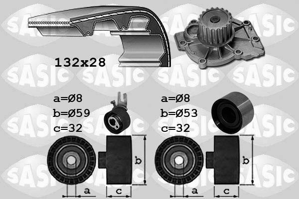 Sasic 3906107 - Водяной насос + комплект зубчатого ремня ГРМ autospares.lv