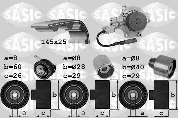 Sasic 3906114 - Водяной насос + комплект зубчатого ремня ГРМ autospares.lv