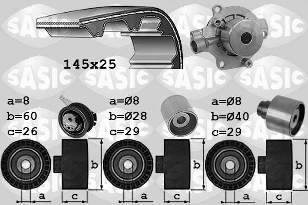 Sasic 3906111 - Водяной насос + комплект зубчатого ремня ГРМ autospares.lv