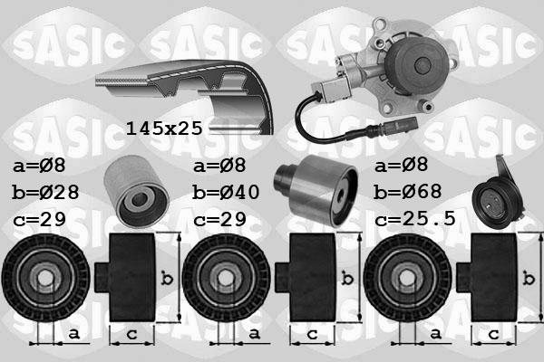 Sasic 3906113 - Водяной насос + комплект зубчатого ремня ГРМ autospares.lv