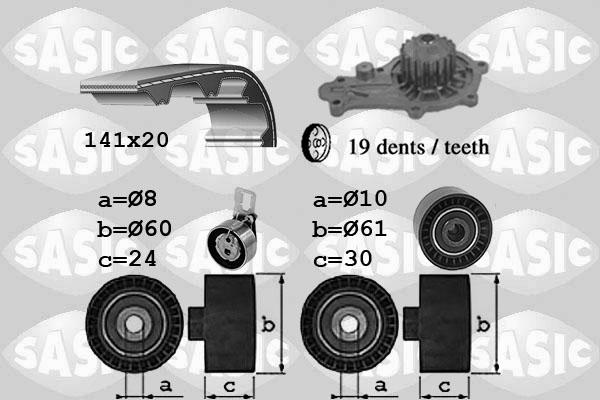 Sasic 3900044 - Водяной насос + комплект зубчатого ремня ГРМ autospares.lv