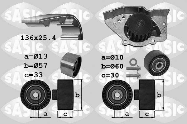 Sasic 3900041 - Водяной насос + комплект зубчатого ремня ГРМ autospares.lv