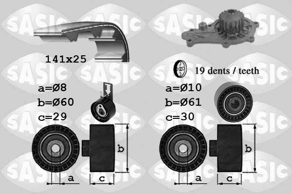 Sasic 3900043 - Водяной насос + комплект зубчатого ремня ГРМ autospares.lv