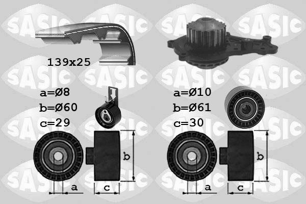 Sasic 3900042 - Водяной насос + комплект зубчатого ремня ГРМ autospares.lv