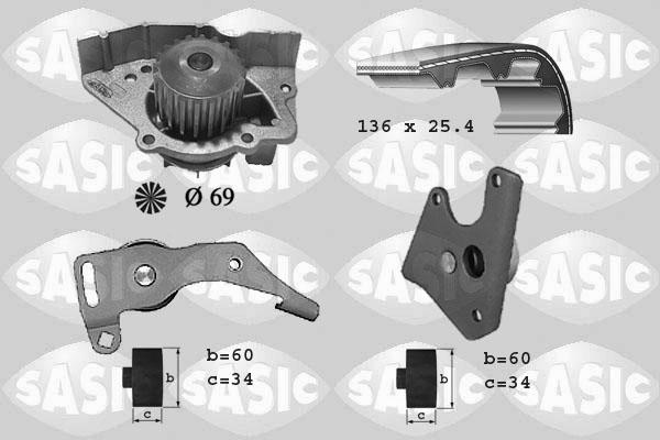 Sasic 3900004 - Водяной насос + комплект зубчатого ремня ГРМ autospares.lv