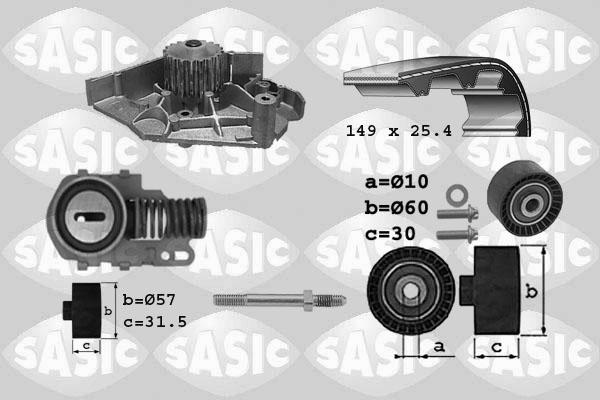 Sasic 3900005 - Водяной насос + комплект зубчатого ремня ГРМ autospares.lv