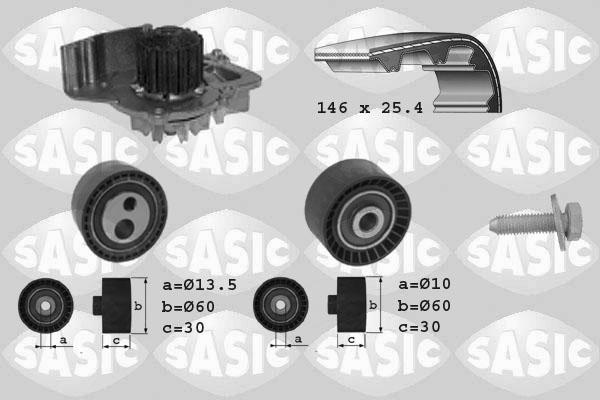 Sasic 3900006 - Водяной насос + комплект зубчатого ремня ГРМ autospares.lv