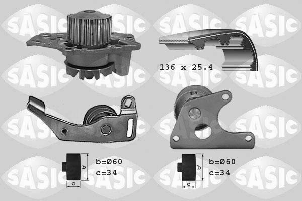 Sasic 3900001 - Водяной насос + комплект зубчатого ремня ГРМ autospares.lv