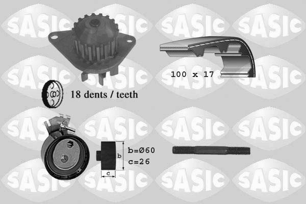 Sasic 3900002 - Водяной насос + комплект зубчатого ремня ГРМ autospares.lv