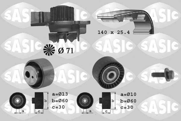 Sasic 3900010 - Водяной насос + комплект зубчатого ремня ГРМ autospares.lv