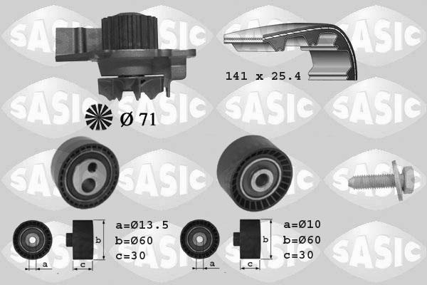 Sasic 3900011 - Водяной насос + комплект зубчатого ремня ГРМ autospares.lv