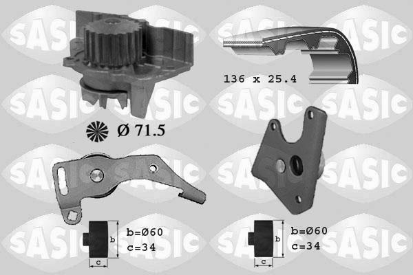 Sasic 3900018 - Водяной насос + комплект зубчатого ремня ГРМ autospares.lv