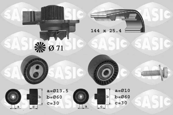 Sasic 3900013 - Водяной насос + комплект зубчатого ремня ГРМ autospares.lv